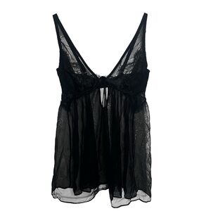Victoria’s Secret Sheer Mesh Black Babydoll Teddy Bra Mini Dress Nightgown 36D